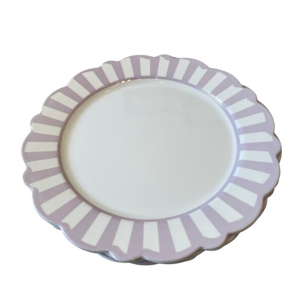 Lillian August Lavender & White Melamine Dinner Plates 11in Set of 4 New - Picture 5 of 10